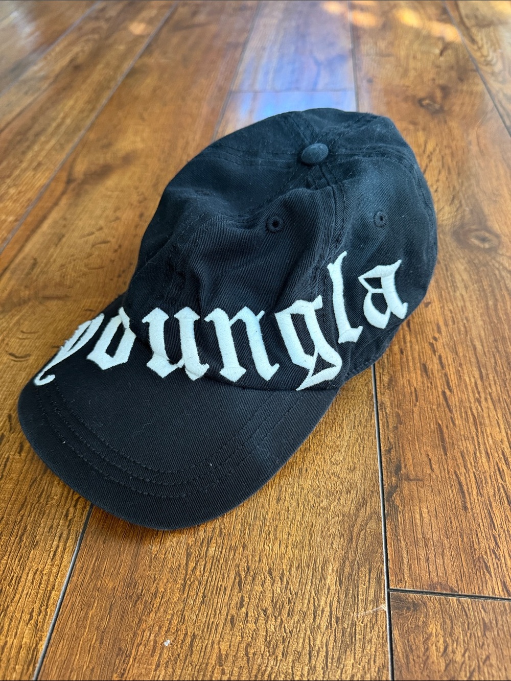 YoungLA Black Cap with White 'YoungLA' Script